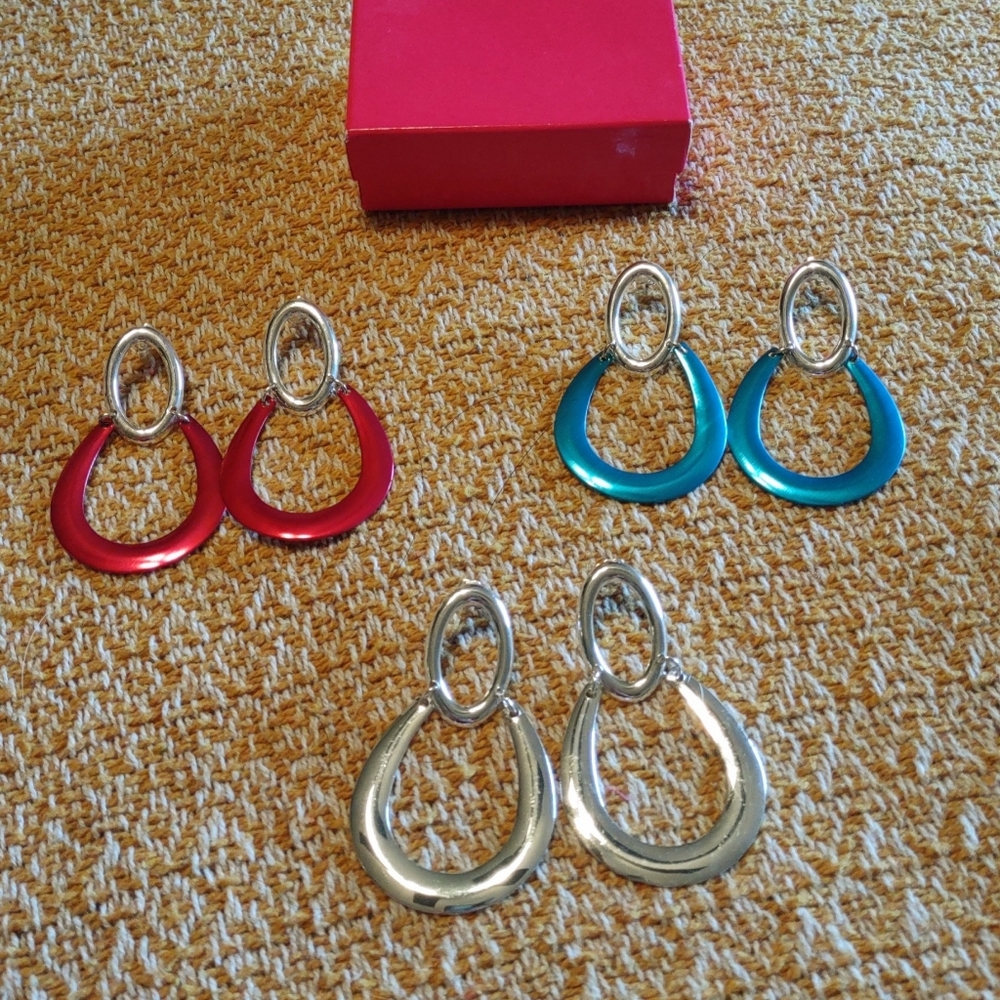 3 Pairs of Door-Knocker Earrings